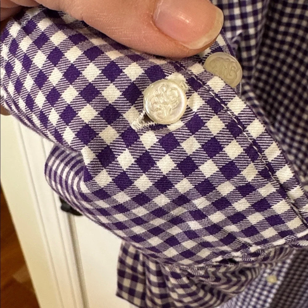 RALPH LAUREN GIRLS PURPLE PLAID RUFFLE COLLAR BUTTON DOWN SHIRT 16 - Picture 5 of 7
